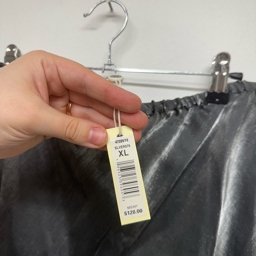 Max Studio Metallic Satin Skirt - Silver - NWT - Picture 8 of 10